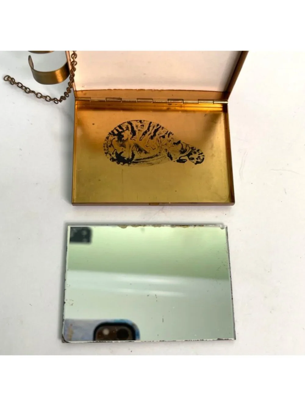 Vintage 1940s Zell Fifth Ave Compact Carryall Purse Mirror Coins Lipstick Puff
